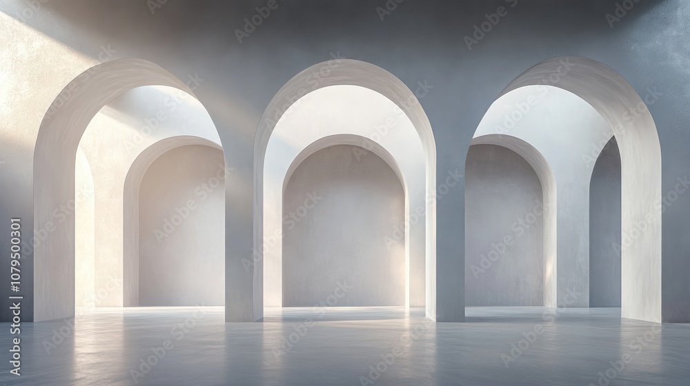 Poster Abstract architectural background featuring an arched interior in a 3D rendering