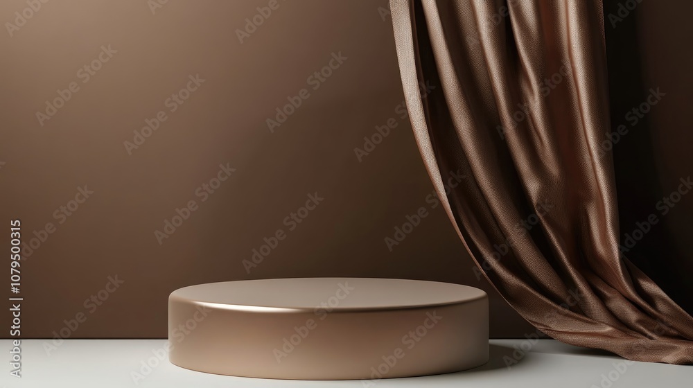 Aufkleber Minimalist podium with a brown backdrop for product display 3D rendering