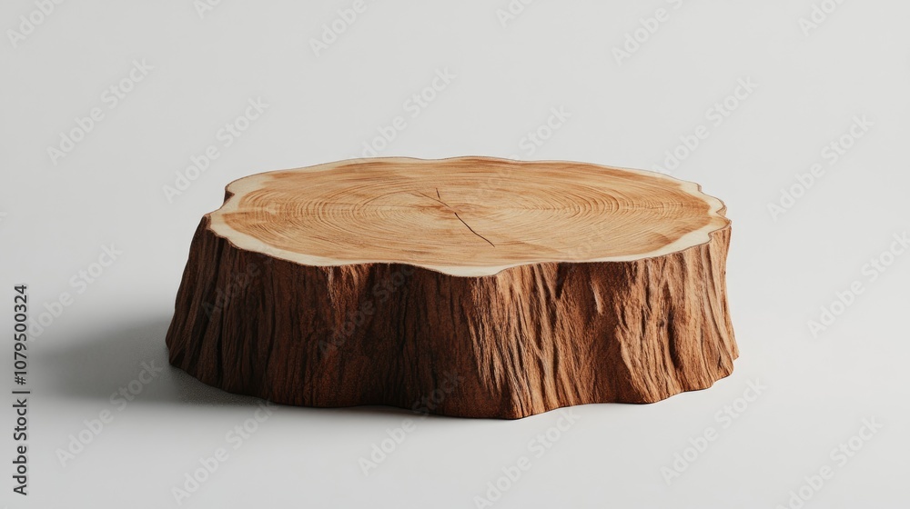 Poster 3d render of an isolated tree trunk cut on a white background