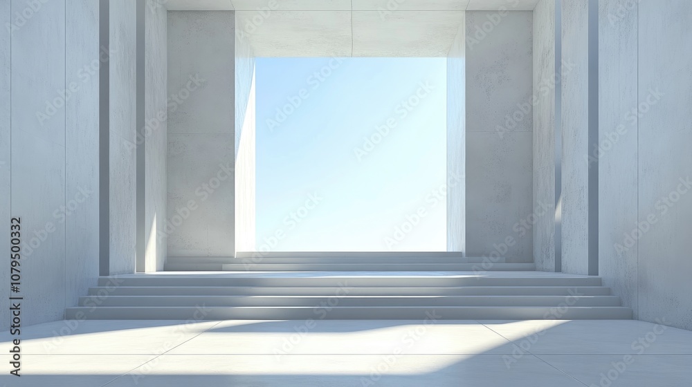 Aufkleber Empty stage featuring interior architecture 3D rendering Digital artwork created on a computer