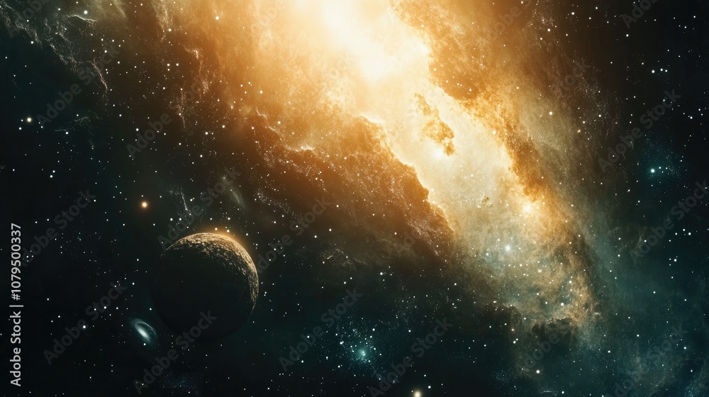 Poster celestial bodies and galaxies in open space this image s elements were created with a 3d rendering t