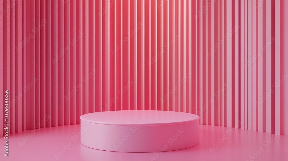 Aufkleber 3d pink cylinder podium with a minimal studio background abstract geometric shape object illustratio