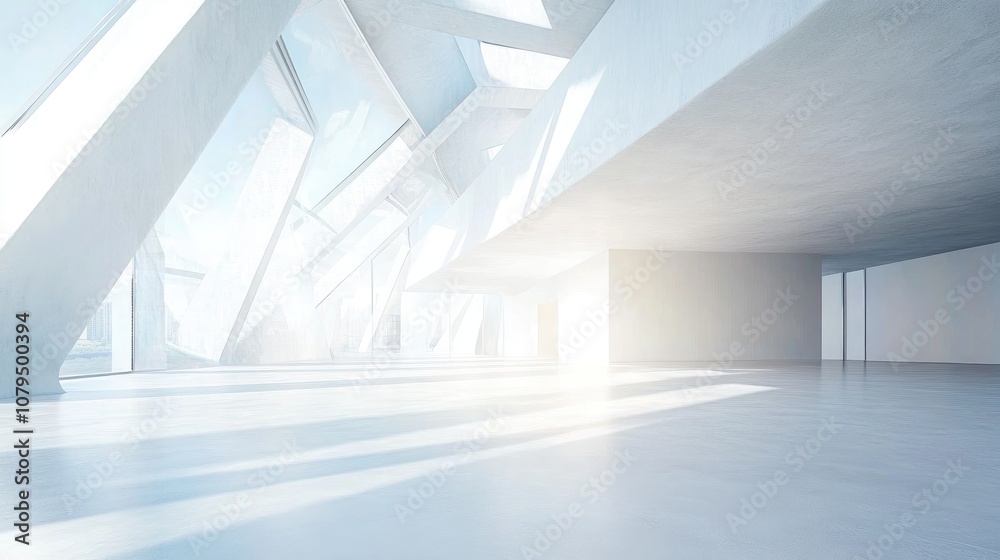 Fototapete abstract modern architectural background featuring an expansive open interior space 3d rendering