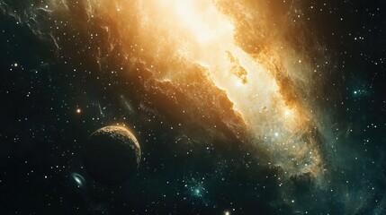 Obraz premium Celestial bodies and galaxies in open space This image s elements were created with a 3D rendering technique