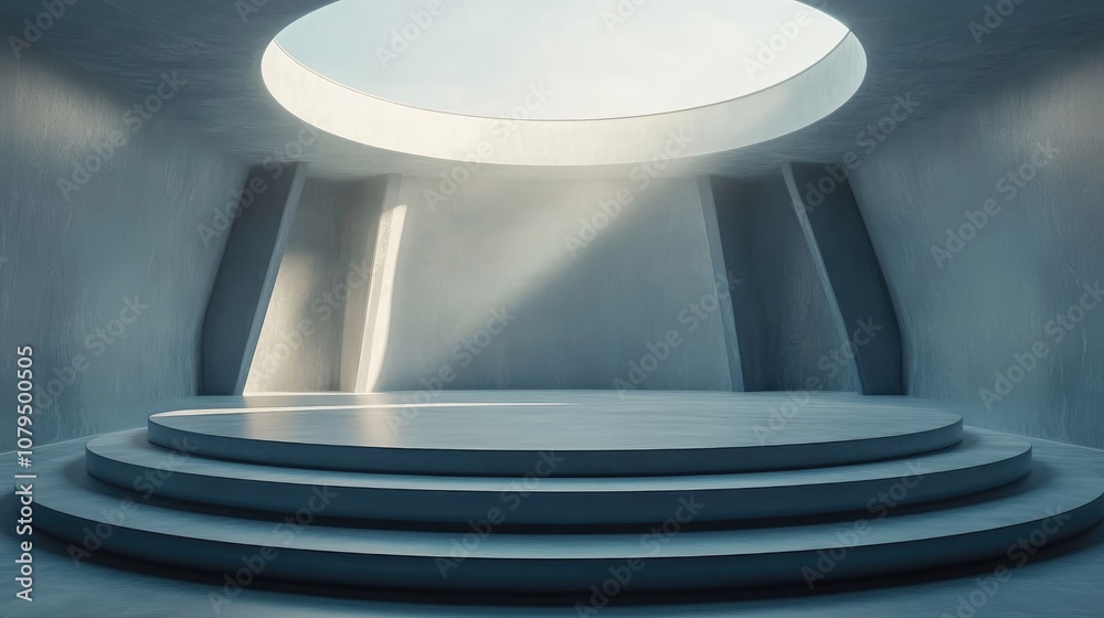 Aufkleber futuristic interior featuring an empty stage modern blank platform serving as a backdrop technology 