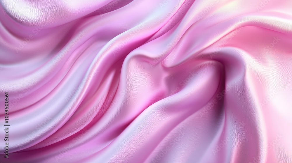 Aufkleber 3D render of an abstract background featuring flowing pink silk drapery creating a wavy fashionable wallpaper effect with softly falling fabric