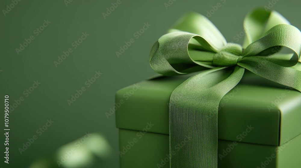 Poster simple product backdrop for holiday and sale promotions featuring a green gift box adorned with a gr