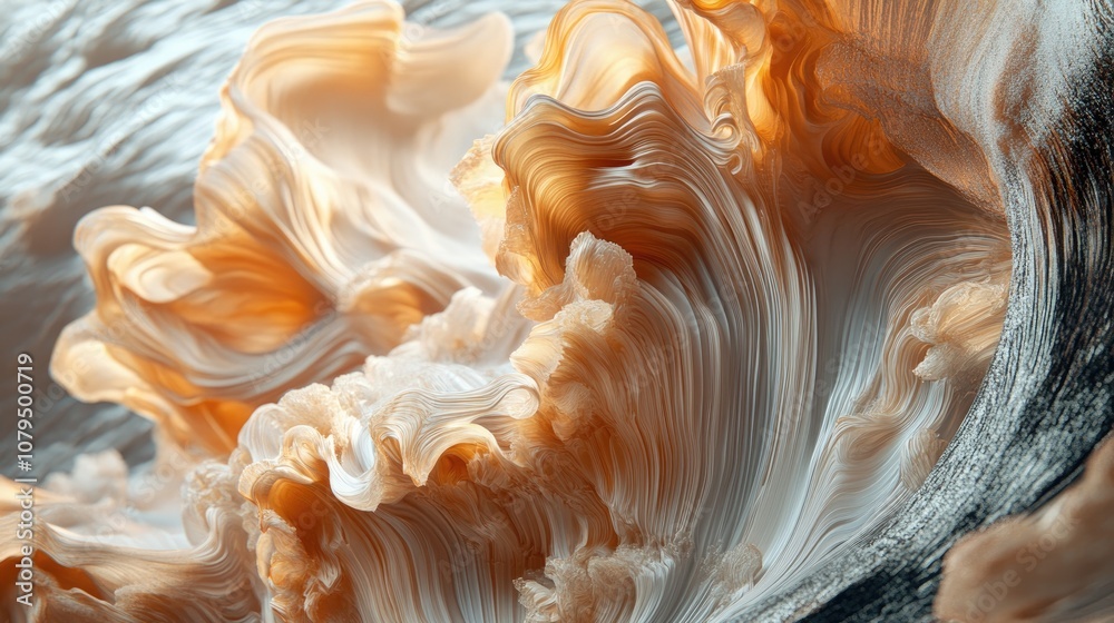 Aufkleber dynamic organic structure featuring hyper realistic details complemented by abstract waves and a sur
