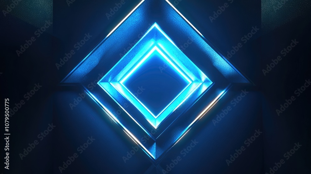 Leinwandbilder illuminated blue rhombus with a mock up placed against a background 3d rendering