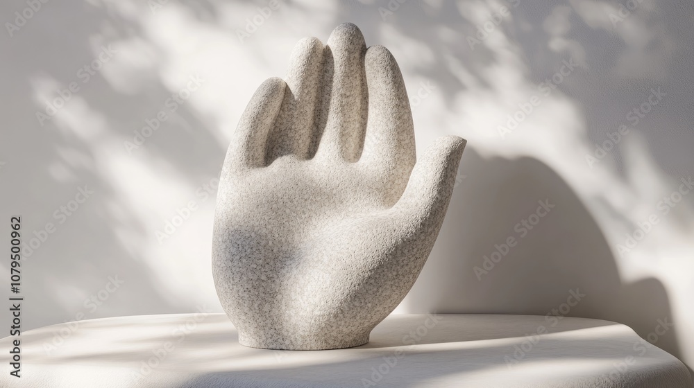 Aufkleber 3D rendering of a stone hand set against a light backdrop