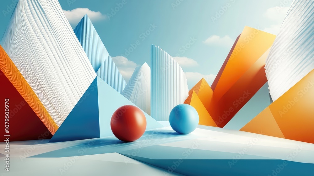 Aufkleber geometric plane composition three dimensional visualization of the environment