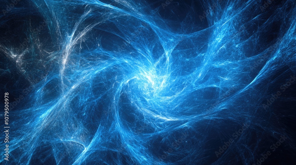Poster blue linear abstraction featuring a dynamic space travel effect created through 3d rendering showcas