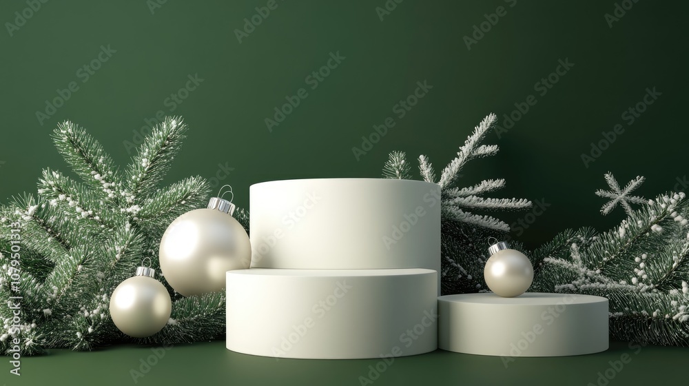 Aufkleber festive seasonal greeting with an abstract minimal mock up scene featuring geometric podium shapes f