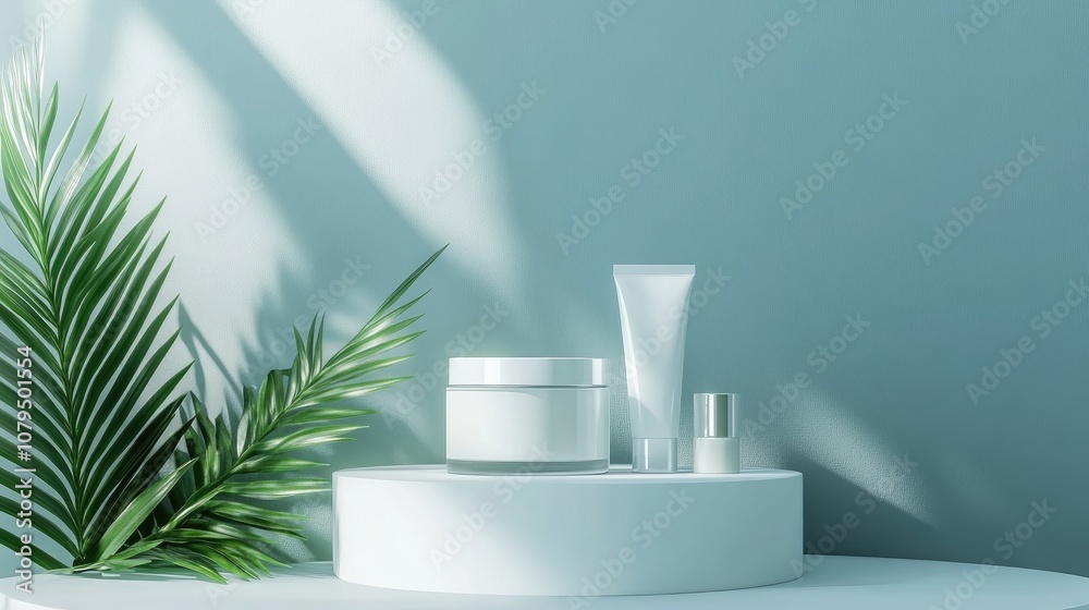 Poster 3d podium or pedestal for showcasing cosmetic products background for advertisements blank space for