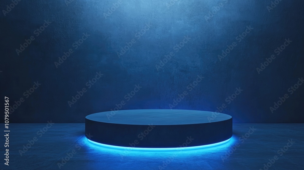Aufkleber blue geometric pedestal for showcasing with illumination vacant product display featuring a geometri