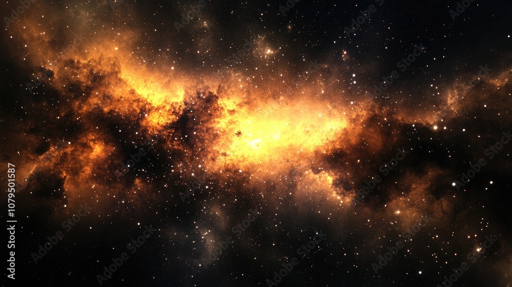 Poster mysterious celestial body in the cosmos vibrant space nebula with a cluster of stars abstract outer 