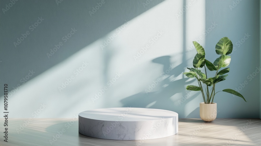 Aufkleber display pedestal product showcase 3d rendering