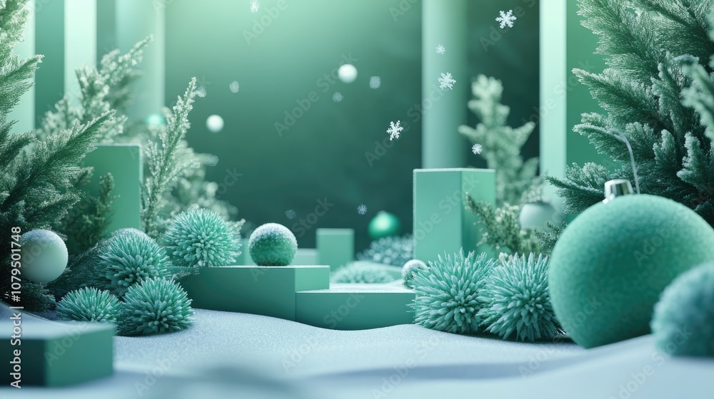 Aufkleber abstract 3d composition featuring a winter themed backdrop suitable for product presentation with a 