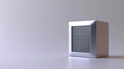 Minimalist Abstract Design Featuring a Geometric Cube with Vertical Lines on a Soft Gradient Background Perfect for Backgrounds, Graphics, and Modern Art Projects.