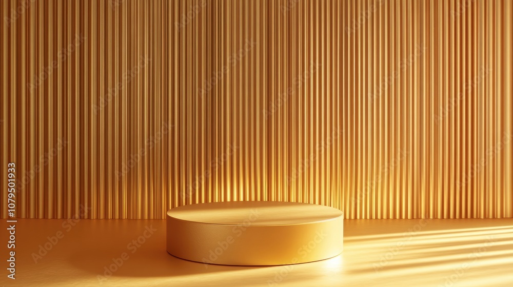 Poster 3D rendering of an abstract gold podium for product presentation backdrop