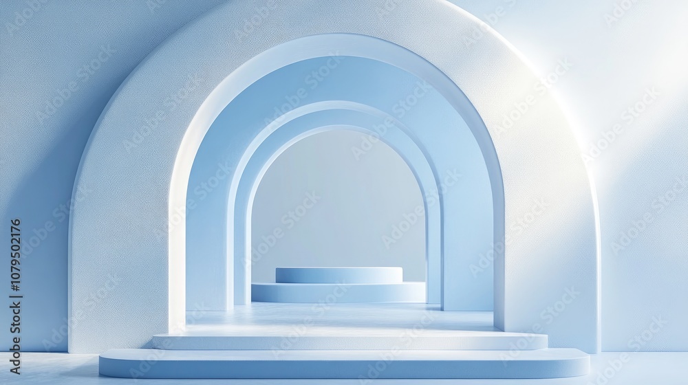 Aufkleber 3d render of an abstract arch with a pedestal for showcasing products featuring a geometric shapes s
