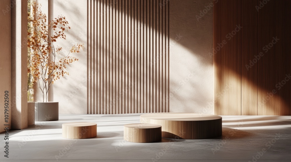 Poster podium setup for product showcase 3d rendering