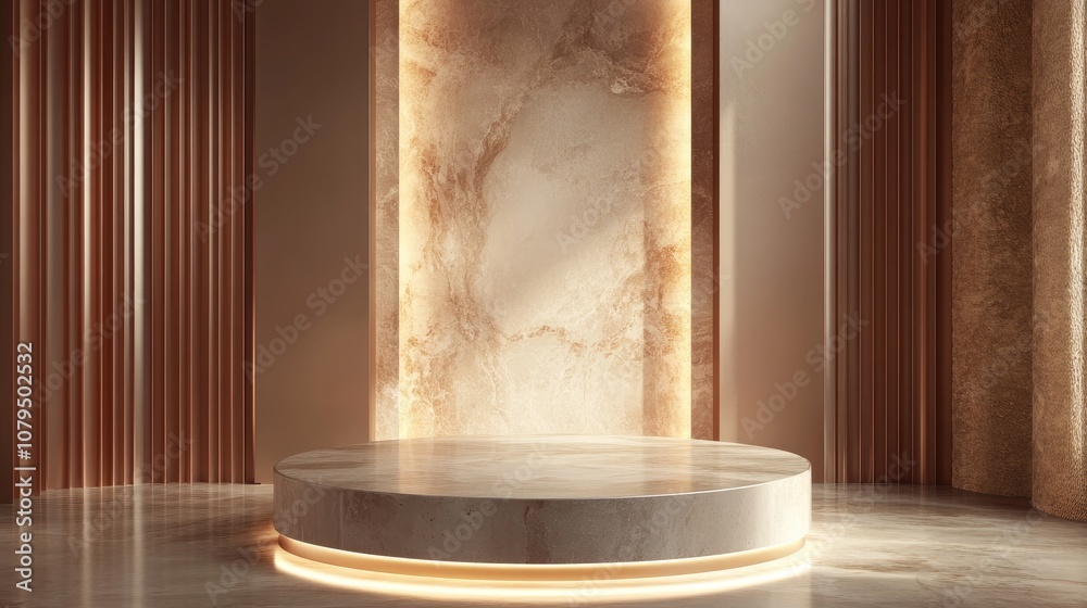 Poster Elegant background featuring a pedestal and display case 3D illustration and rendering