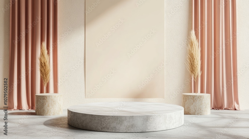 Poster Empty podium with a blank product display background 3D rendering