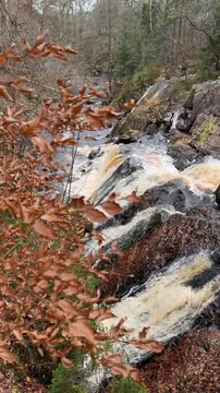 Waterfall in Danska fall nature reserve close to Halmstad, Sweden