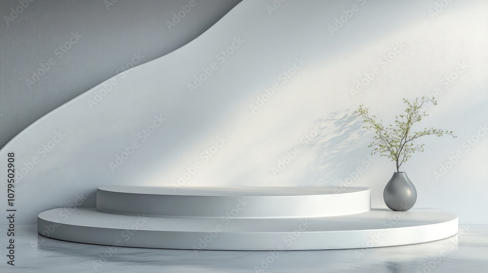 Poster Podium setup for mock up presentation in a minimalist style featuring ample copy space 3D rendered abstract background design