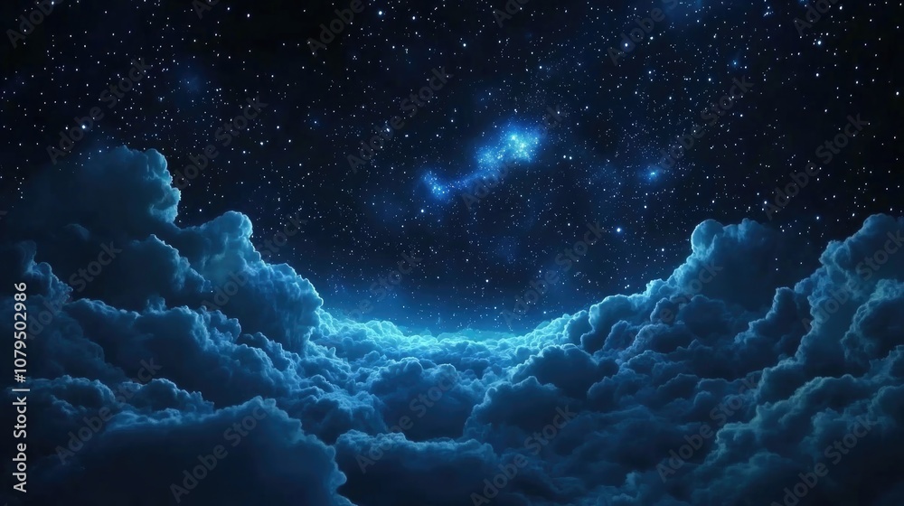 Poster night sky with stars in a 3d cartoon rendering background