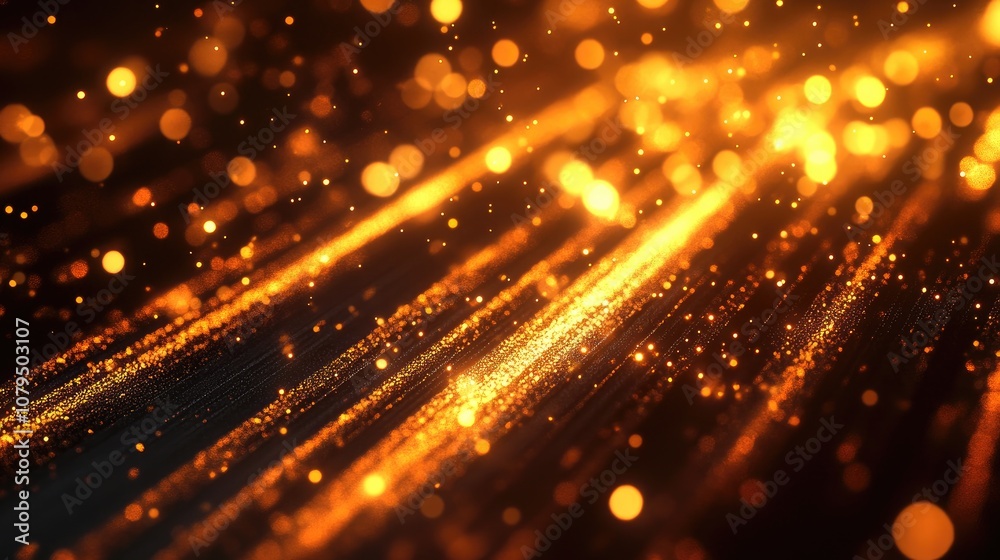 Aufkleber Beautiful light flares in a 3D cartoon rendering Abstract glowing streaks on a dark background create a luminous sparkling lined effect Sci fi technology inspiration with a sequins backdrop perfec