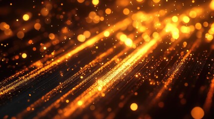 Naklejka premium Beautiful light flares in a 3D cartoon rendering Abstract glowing streaks on a dark background create a luminous sparkling lined effect Sci fi technology inspiration with a sequins backdrop perfec