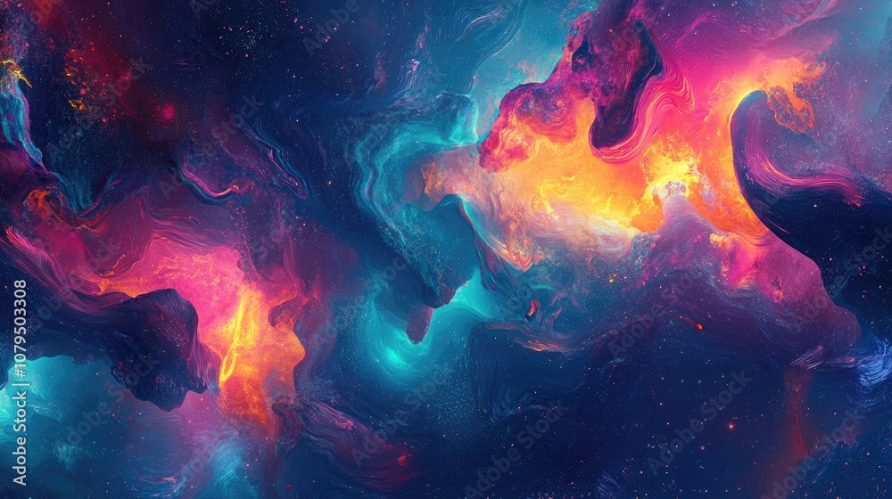Poster Space abstract background in 3D cartoon rendering Digital art of a fantasy universe