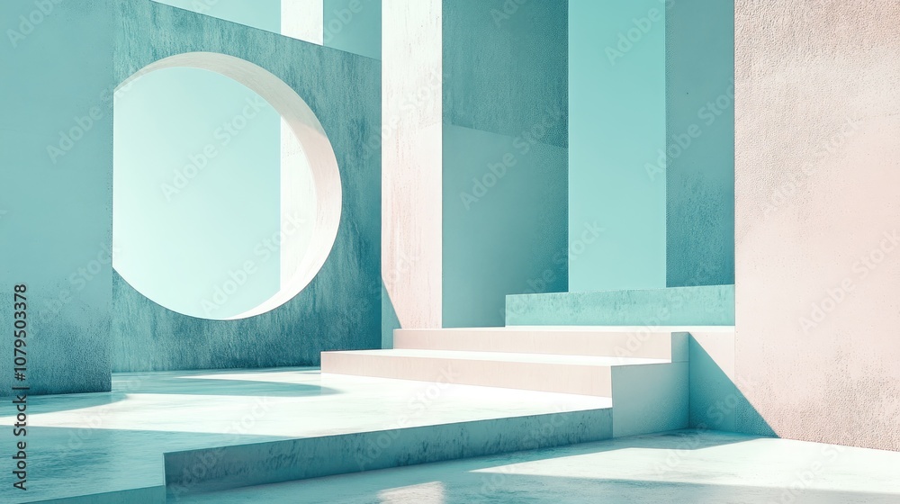 Poster Abstract modern architectural backdrop featuring a spacious unoccupied interior 3D rendering
