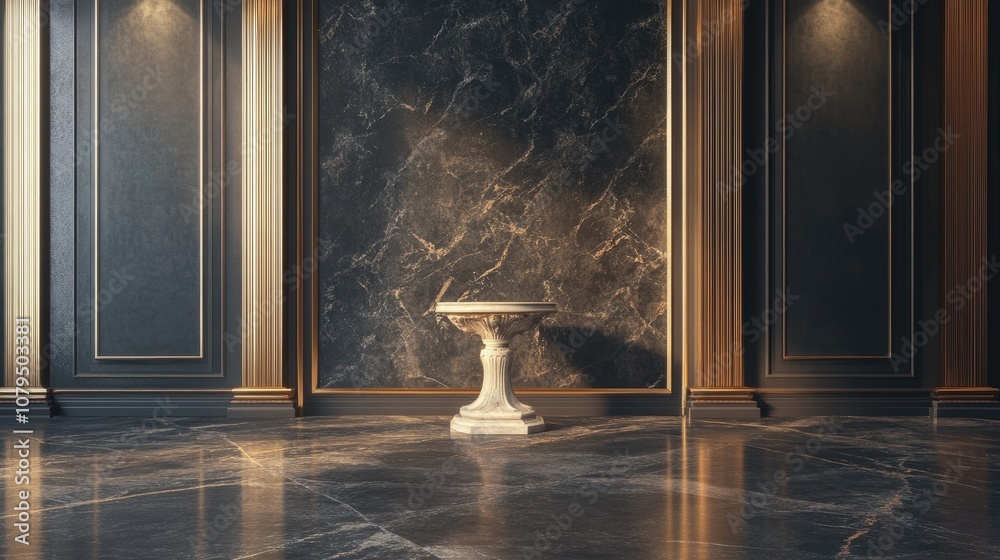 Aufkleber Elegant background featuring a pedestal and display case 3D illustration 3D rendering