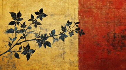Naklejka premium Contrasting color design pattern featuring a floral motif on a textured background with box elements
