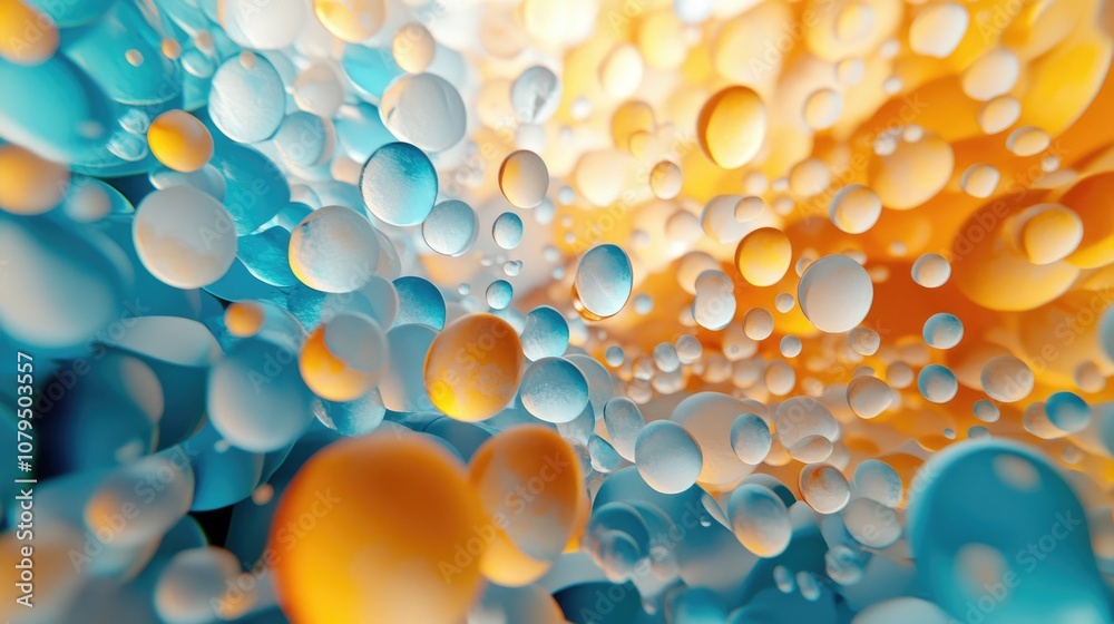 Aufkleber mixing water and oil in a 3d cartoon rendering featuring a stunning abstract background with blue an