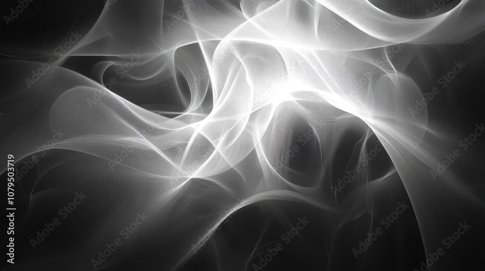 Poster Monochromatic digital abstract fractal background created using computer graphics