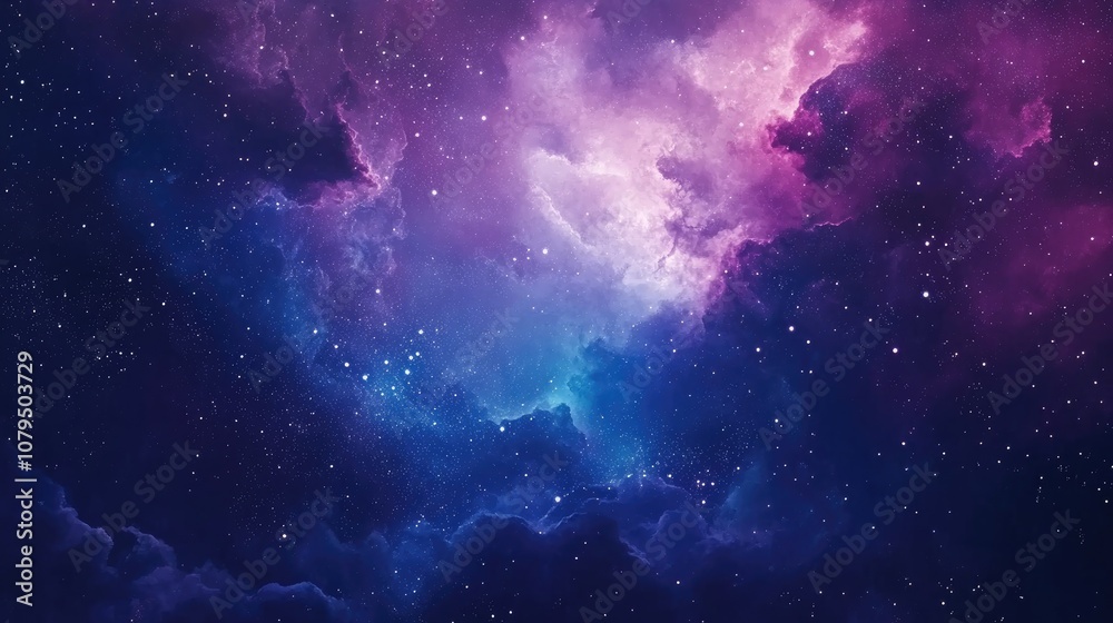 Poster universe filled with stars nebula and galaxy in 3d cartoon watercolor rendering