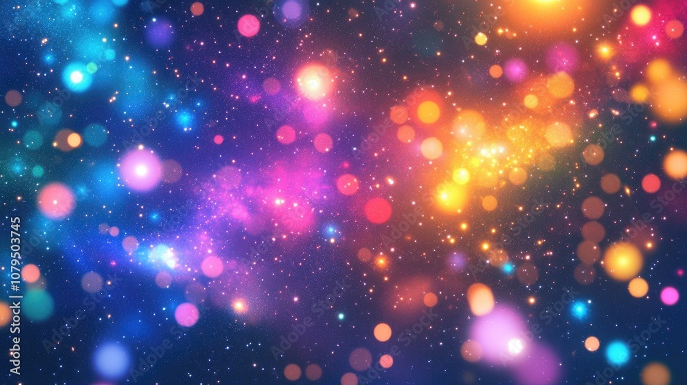 Poster high definition star field background featuring a 3d cartoon rendering colorful starry night sky and