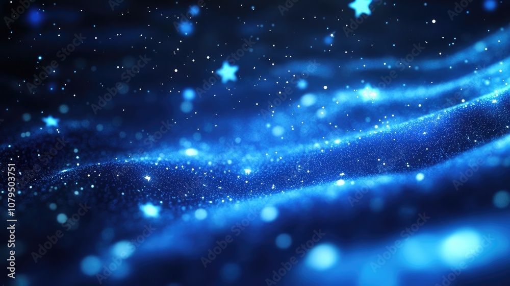 Poster night sky star trail in a 3d cartoon rendering featuring rotating stars and an abstract background