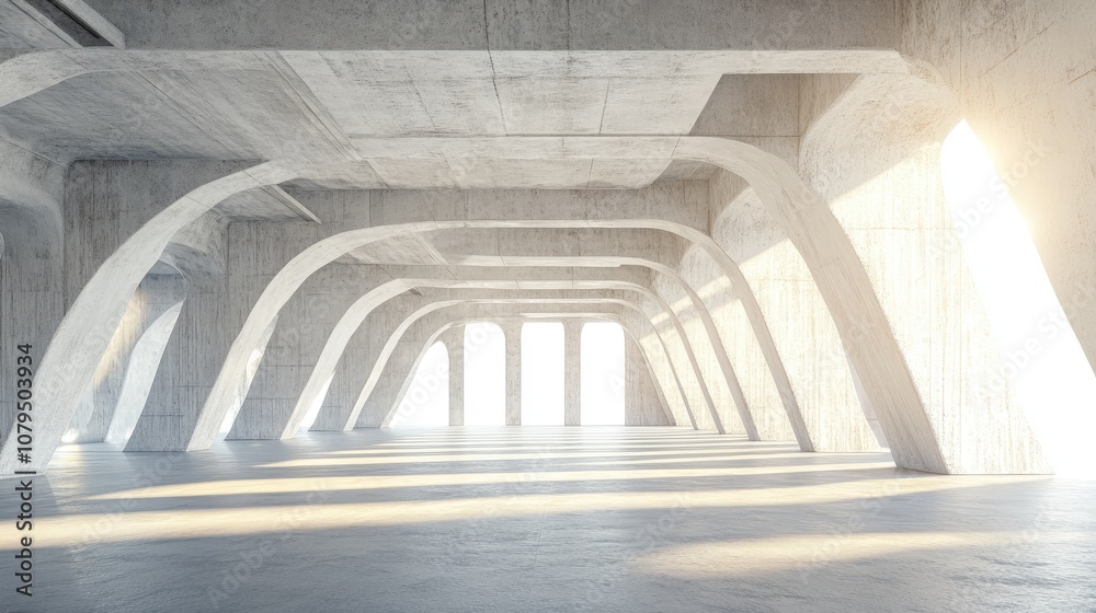 Aufkleber Abstract modern architectural background featuring an expansive open interior space 3D rendering