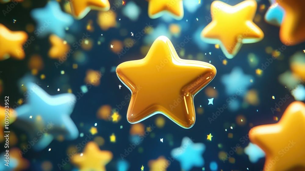 Poster cartoon rendering of stars in 3d