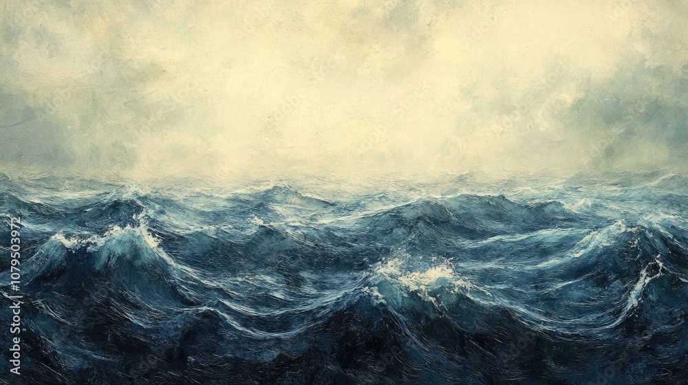 Poster a textured backdrop showcasing the rough ocean waves