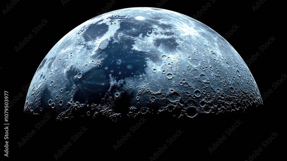 Fototapete half moon background in 3d cartoon rendering realistic moon the moon is an astronomical body that or