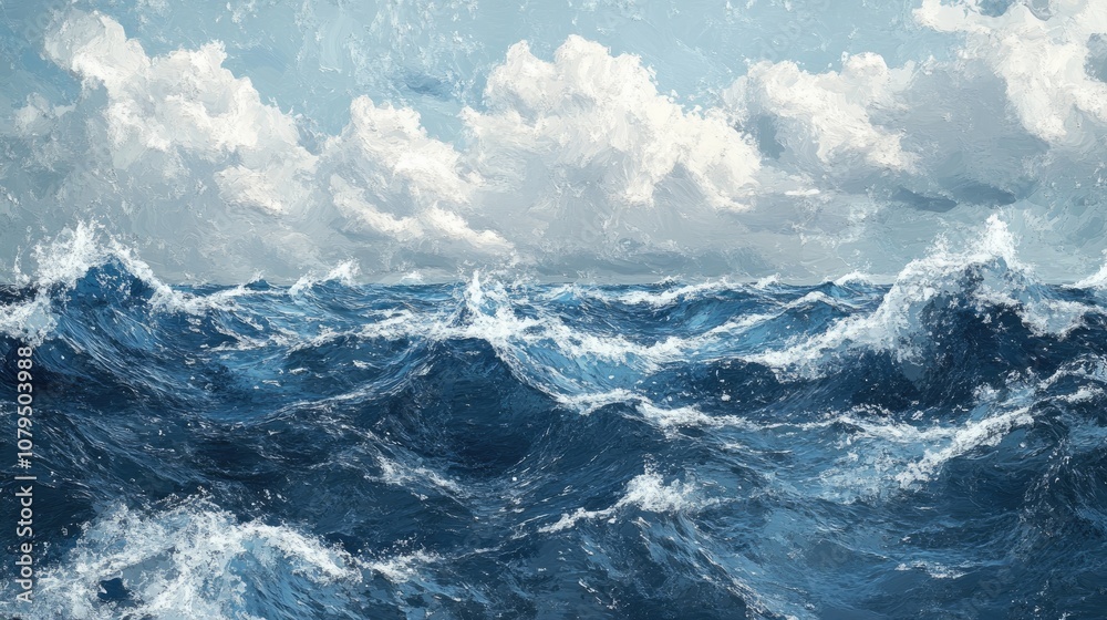 Poster a textured backdrop showcasing the rough ocean waves