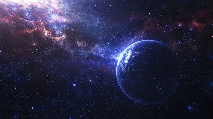 Obraz premium Stars of a planet and galaxy in free space depicted in a 3D cartoon rendering