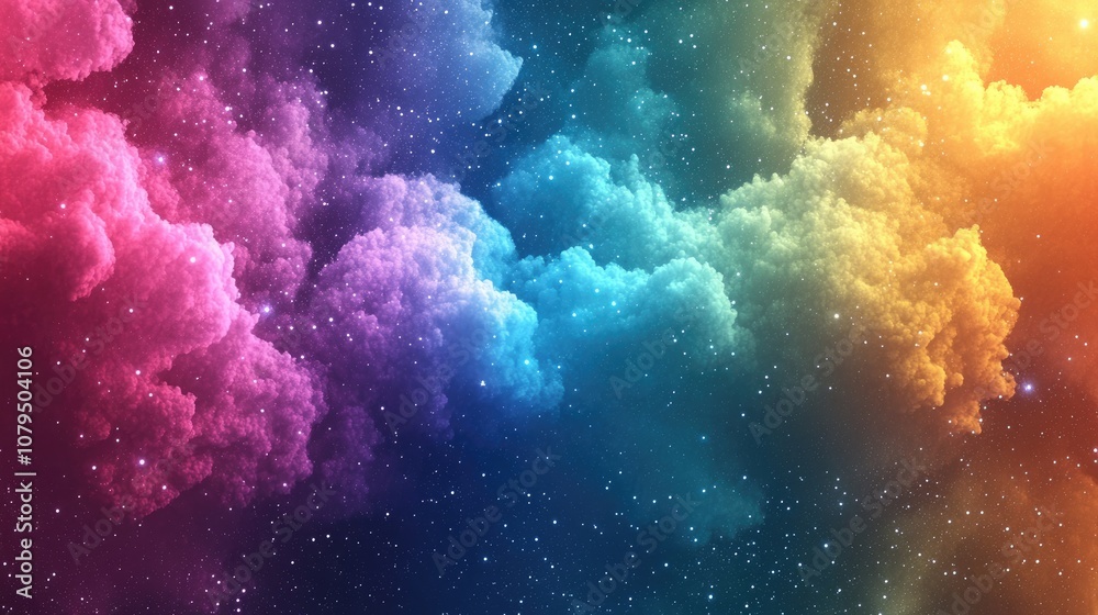 Fototapete Abstract background in a 3D cartoon rendering for a galaxy spectrum concept The numerous colors symbolize many stars derived from a rainbow palette creating a vibrant and colorful backdrop against