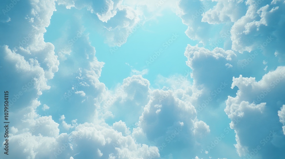 Poster abstract background of a cloudy blue sky with small clouds created with 3d rendering techniques